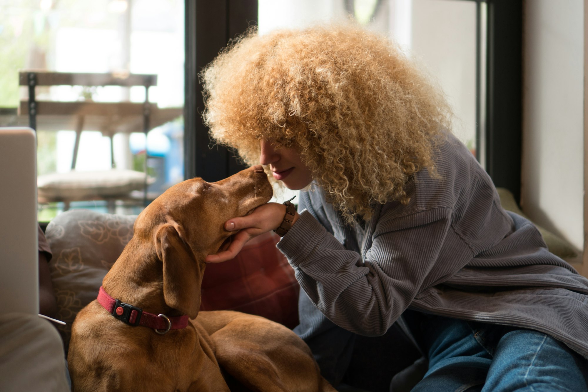 A girl and a dog