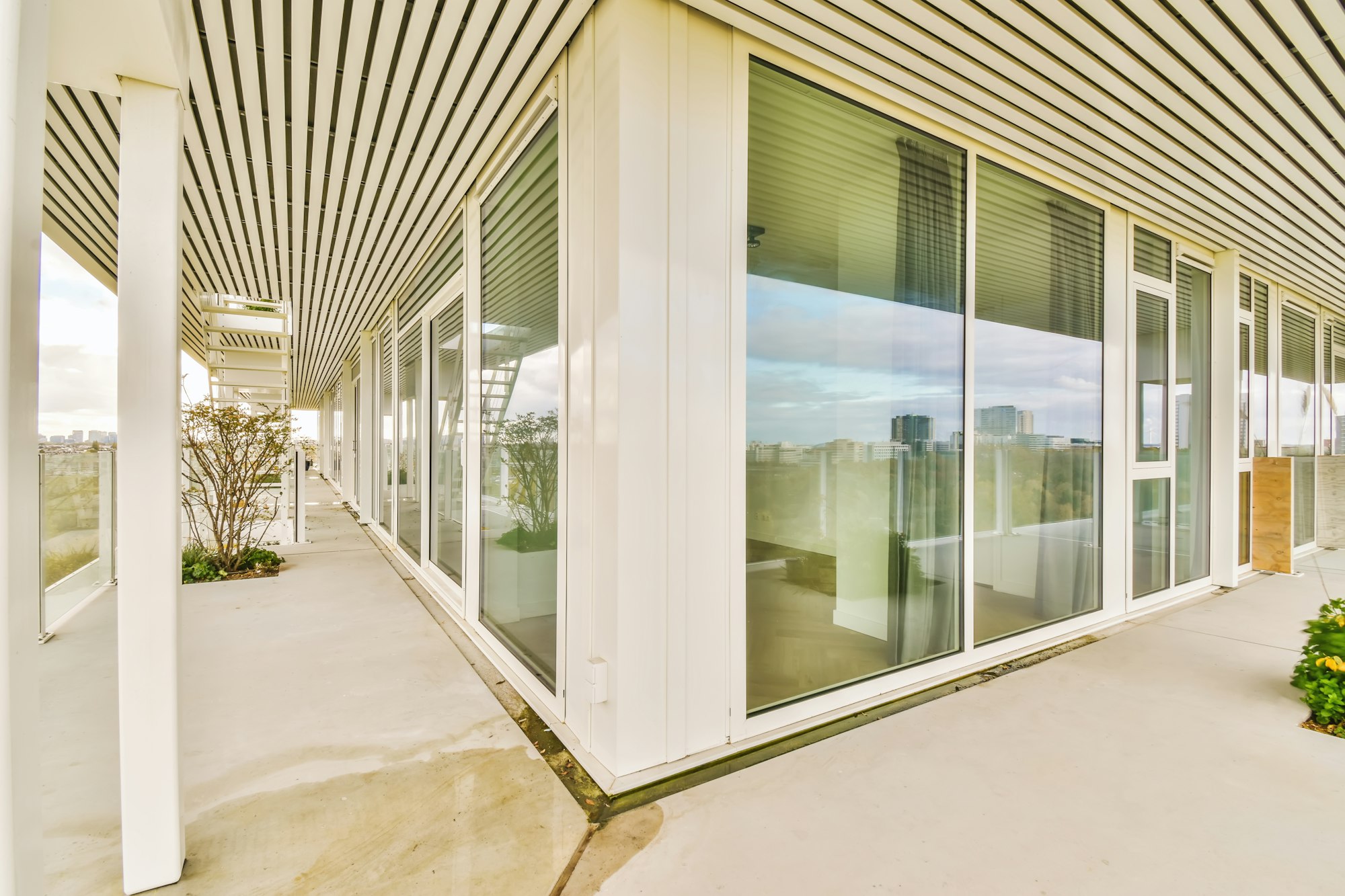 Enchanting balcony with glass railings